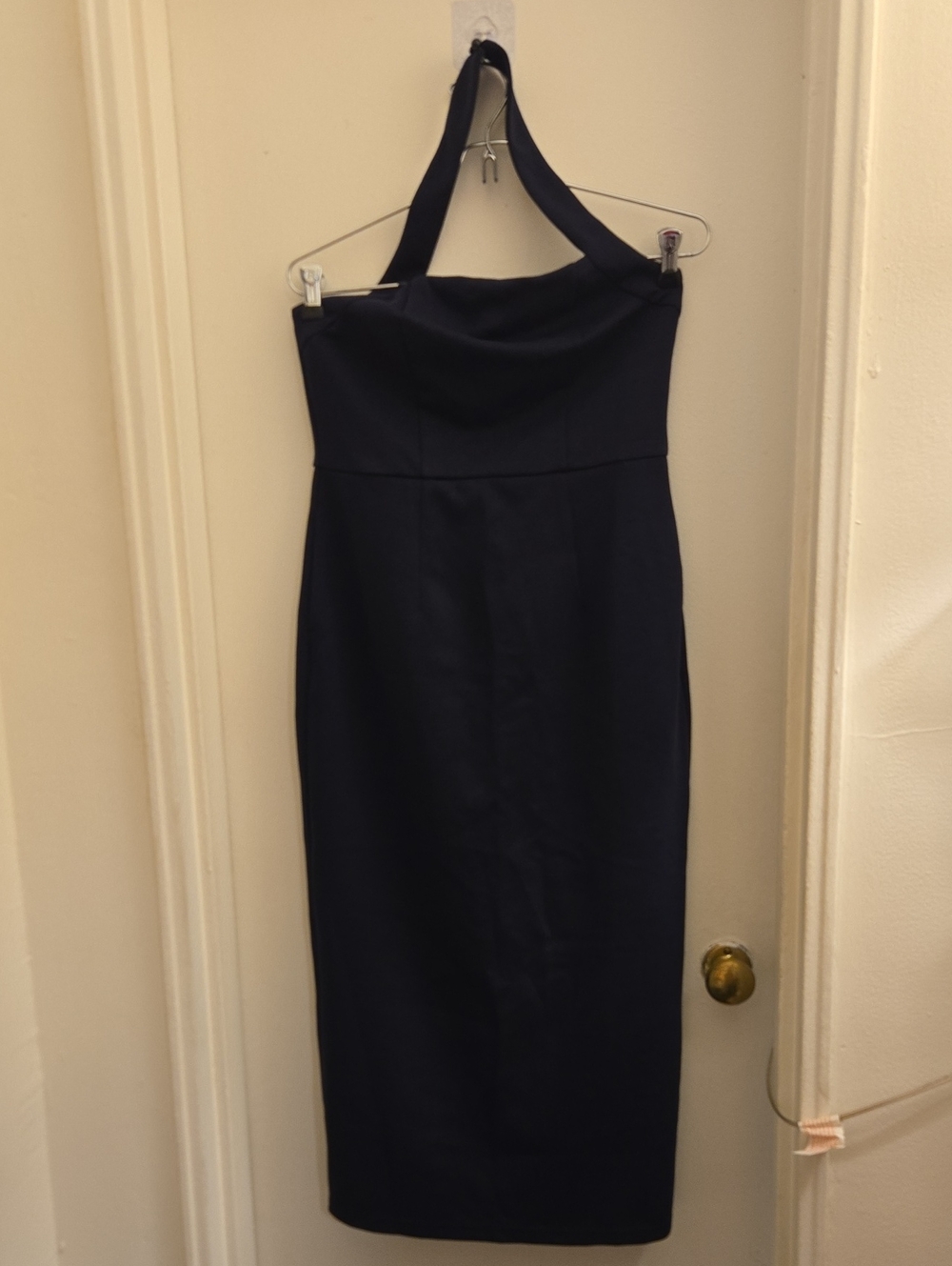 Backless Halter Midi Dress in Navy